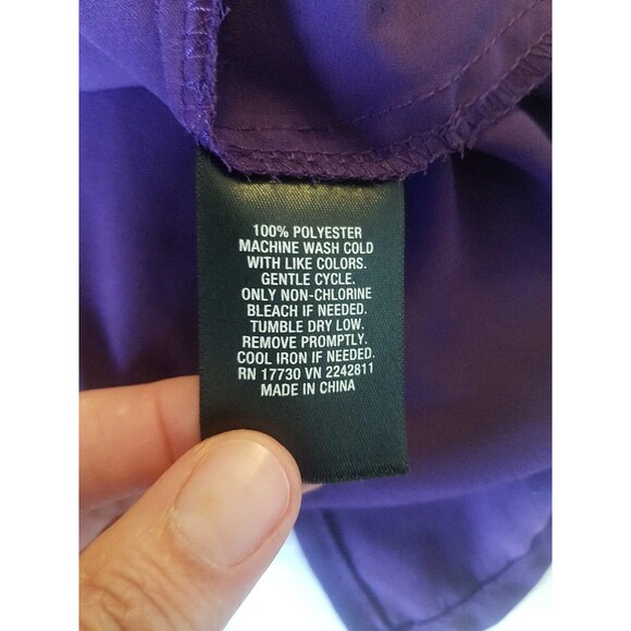 Mossimo Womens Sz Large Purple Blouse Rolled Tab Sleeve Semi Sheer Tunic Y2k 90s - Picture 9 of 12